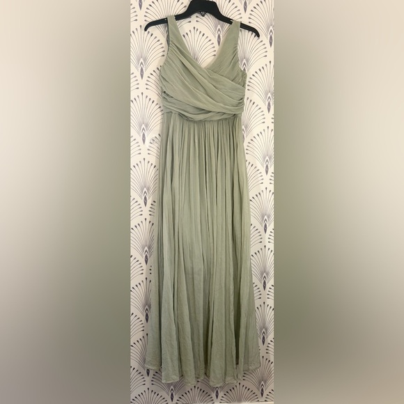 J. Crew Green Pleated Dress Bridesmaid Prom Event - Picture 1 of 10
